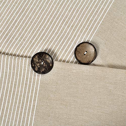 Lush Decor Beige Woven Cotton Shower Curtain - Farmhouse Button Stripe (72 x 72)
