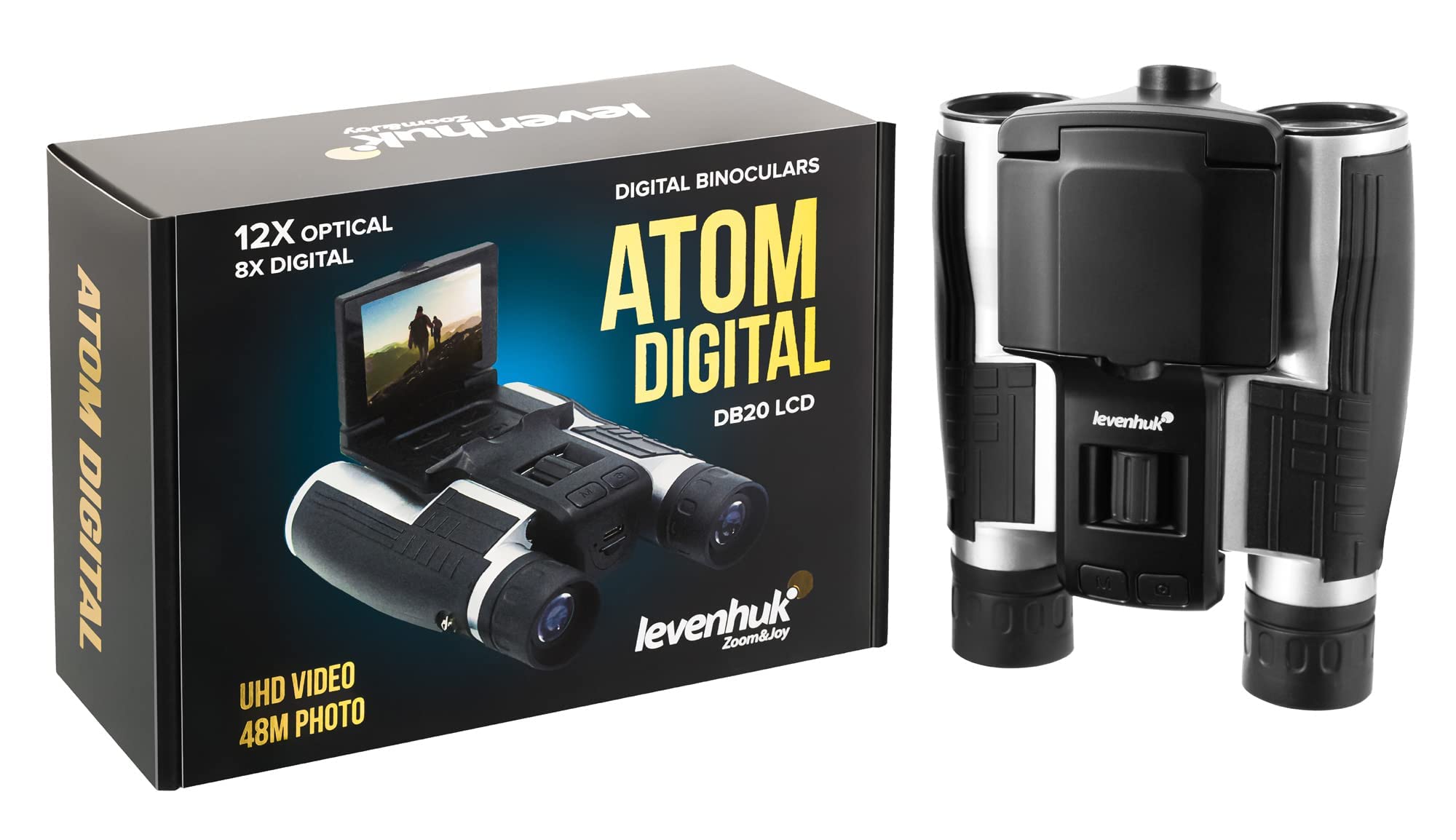 Levenhuk Atom Digital DB20 LCD Binocolo Potente, Compatto e Leggero, con Display LCD Integrato e Videocamera