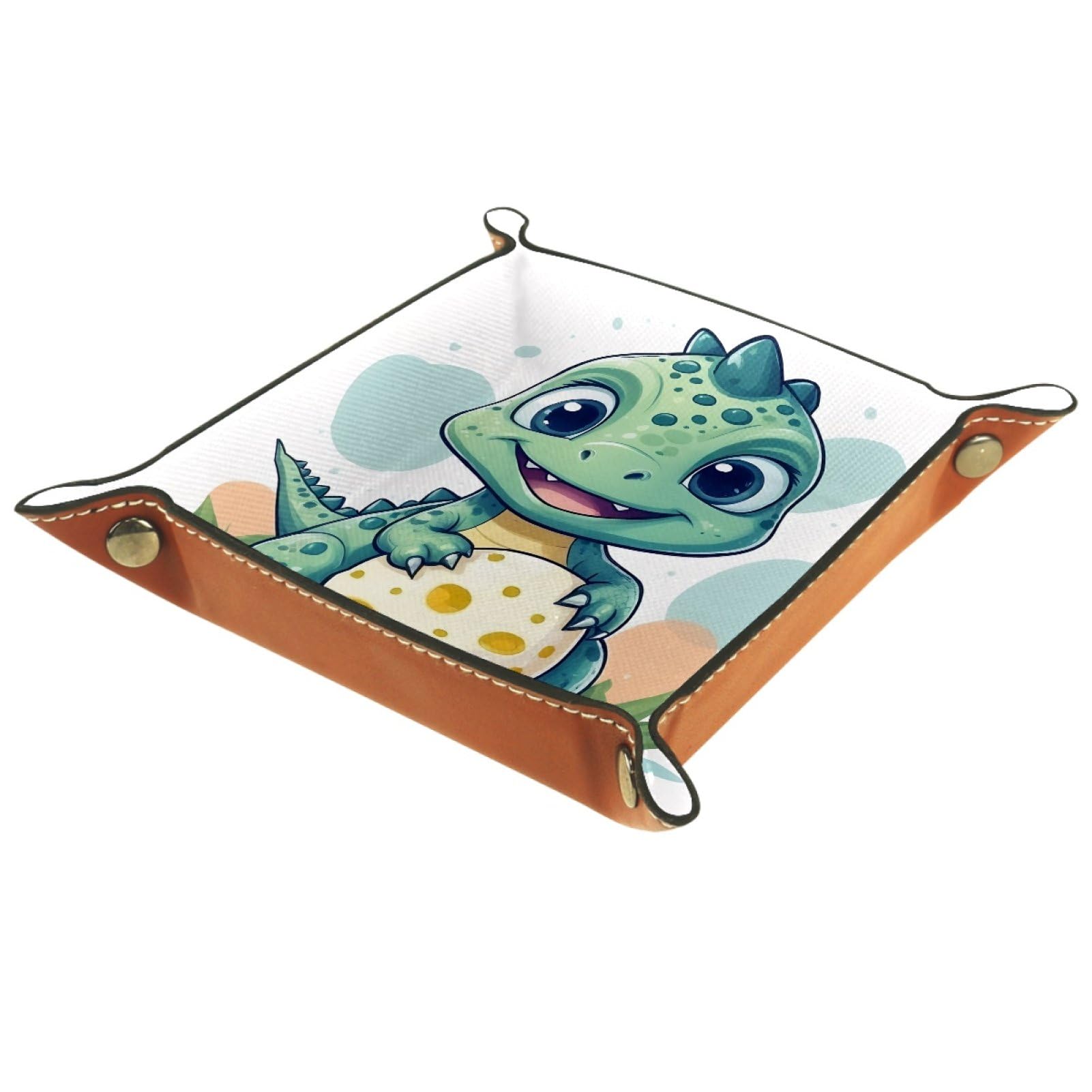 VAPOKF Dinosaurs Dice Trays Quadrilateral Dice Folding Tray Microfiber Leather Holder for Table Games RPG DND, 20.5 × 20.5 cm