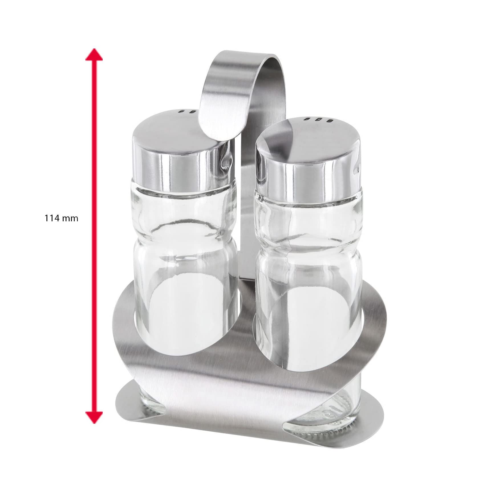 Westmark Set sale e pepe, 3 pz., Set da 6, Capacità: 40 ml l'uno, Acciaio inox/Vetro, Wien, Argento/Trasparente, 650222E2