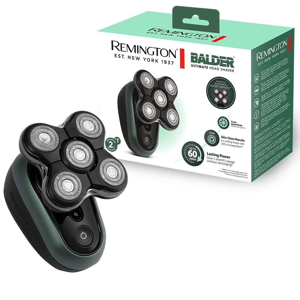 Remington Glatzen-Rasierer Herren elektrisch XR1600 – Turbo Boost, 5 Scherköpfe, wasserdicht