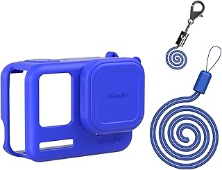 Rszfnjxry Silicone Protective Case with Lens Guards Cover for Insta360 Ace Pro (Ace Pro Blue Case)