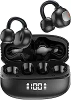 Fone de Ouvido Sem Fio Bluetooth para Corrida 40h de ReproduçãO Bluetooth 5.3 Fones de Ouvido Sem Fio com Clipe de Orelha Aberta com Design de Display Digital Inteligente (Preto)