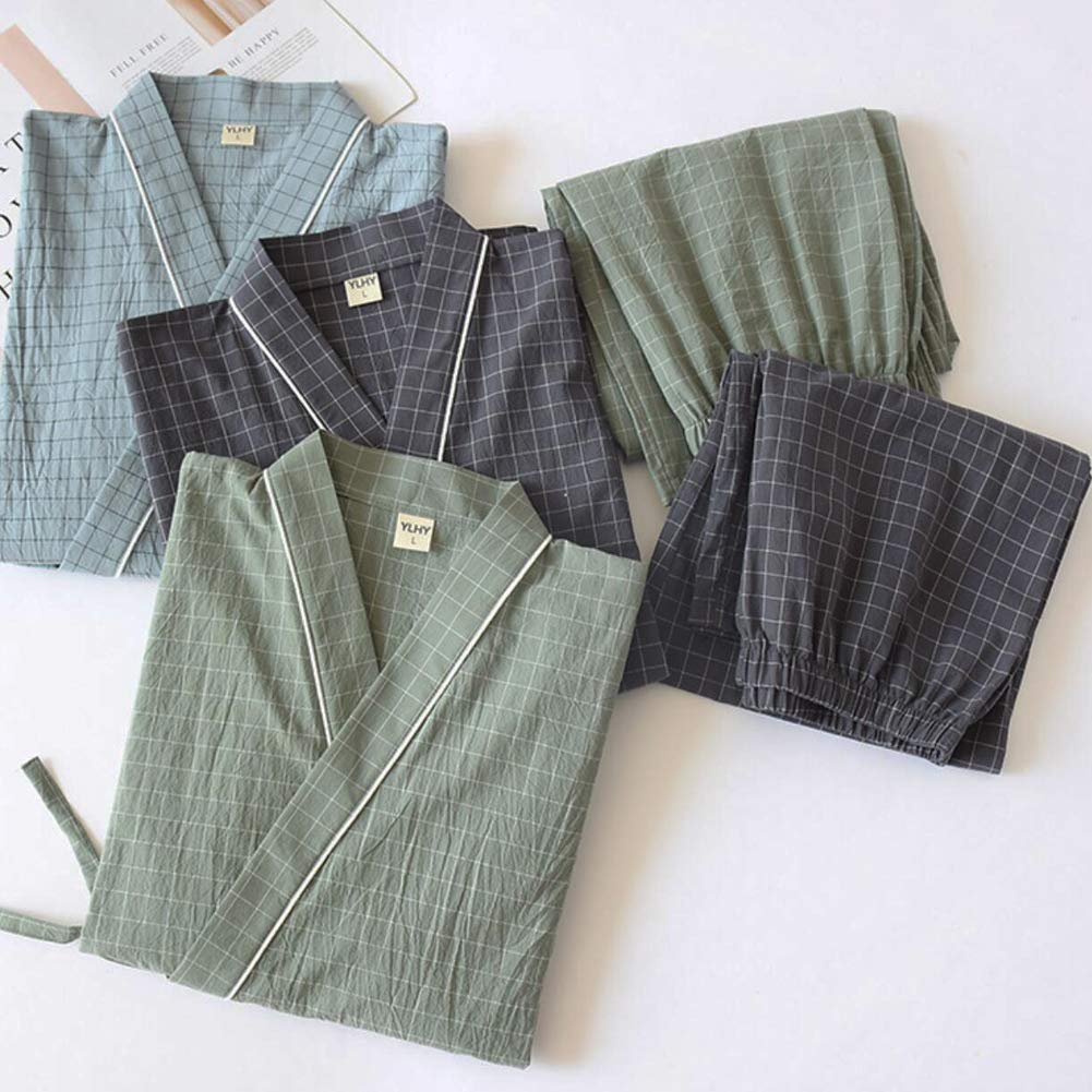 un-brand Kimono japonés para Hombre, Suelto, Informal, para el hogar, Pijamas, Ropa de Dormir, Talla XL O53