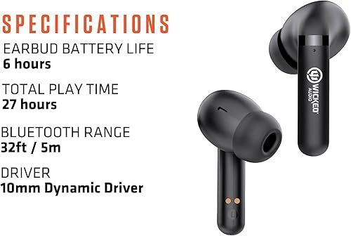 Miniatura 4 de Wicked Audio Auriculares Bluetooth inalámbricos Mojo 500 True  Micrófonos de llamada claros  Batería de larga duración  Aplicación móvil  Modos de