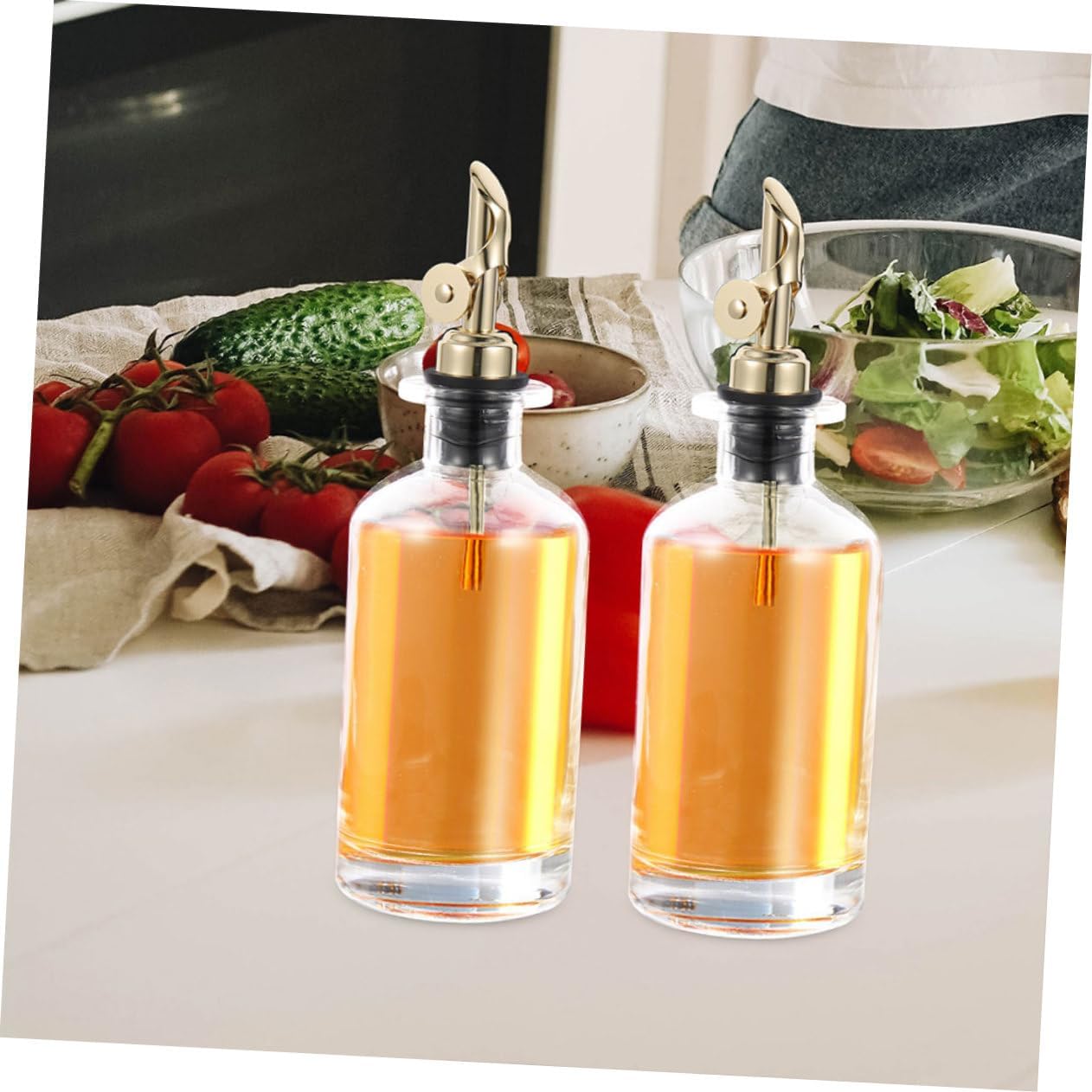 Oil Bottle for Kitchen Automatic Opening/closing 2pcs Olive Oil Dispenser Sprayer