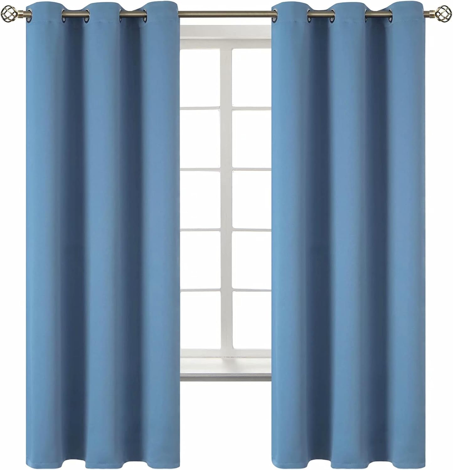 bgment blackout curtains for bedroom - grommet thermal insulated room darkening curtains for living room, set of 2 panels (42 x 63 inch, faded denim) faded denim 42"w x 63"l (pack of 2)
