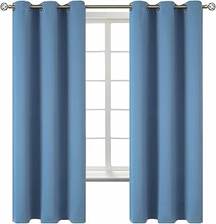 BGment Denim Blue Blackout Curtains for Bedroom 63 Inch Long - 2 Panels
