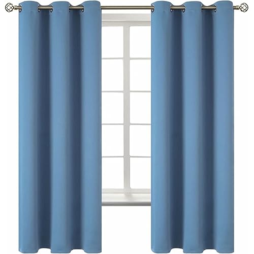 BGment Blackout Curtains for Bedroom - Grommet Thermal Insulated Room Darkening Curtains for Living Room, Set of 2 Panels (42 x 63 Inch, Faded Denim)