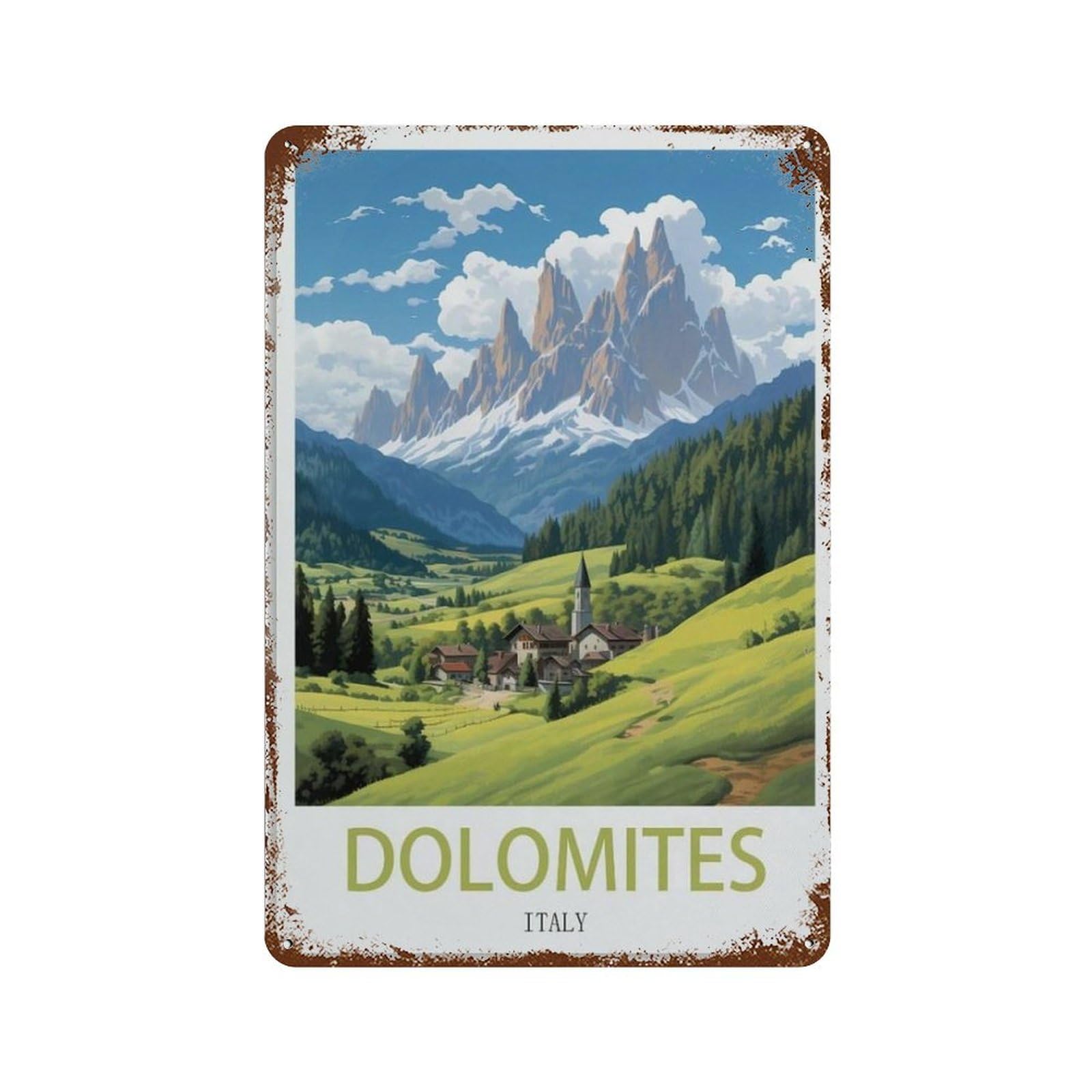 Dolomites Italy,Metal Tin Sign,For Farmhouse Home Bathroom Garage Cafe Office Kitchen Restaurant Man Cave Vintage Art Wall Decor Poster(20x30cm）8x12 inch-H70