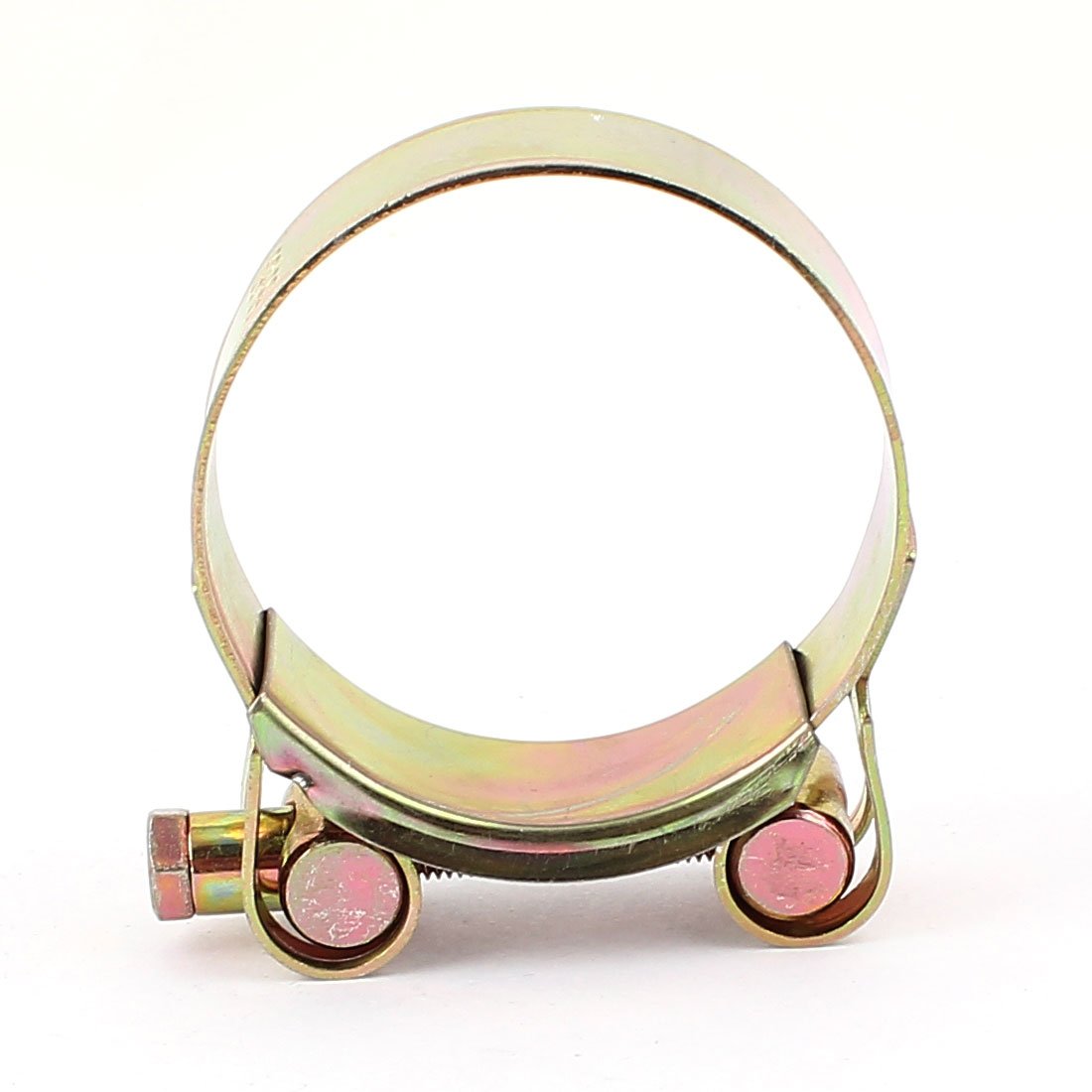 Aexit 56-59mm Adjustable Clamps Range Water Oil Hose Clamp Clips Brass Strap Clamps Tone 2pcs