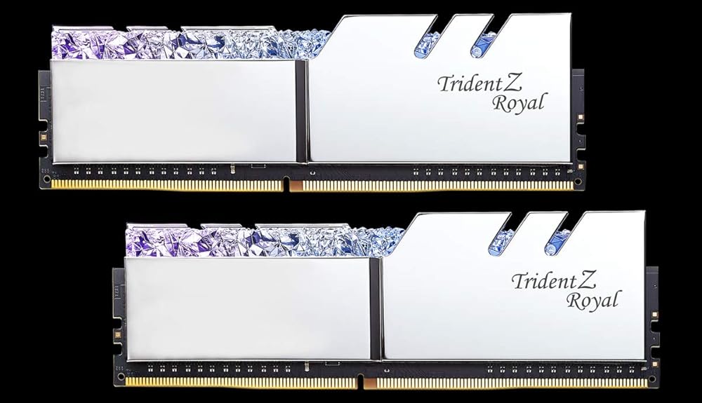 G.Skill 32GB DDR4 Trident Z Royal Silver 3200Mhz PC4-25600 CL16 1.35V Dual Channel Kit (2x16GB) thumbnail 5