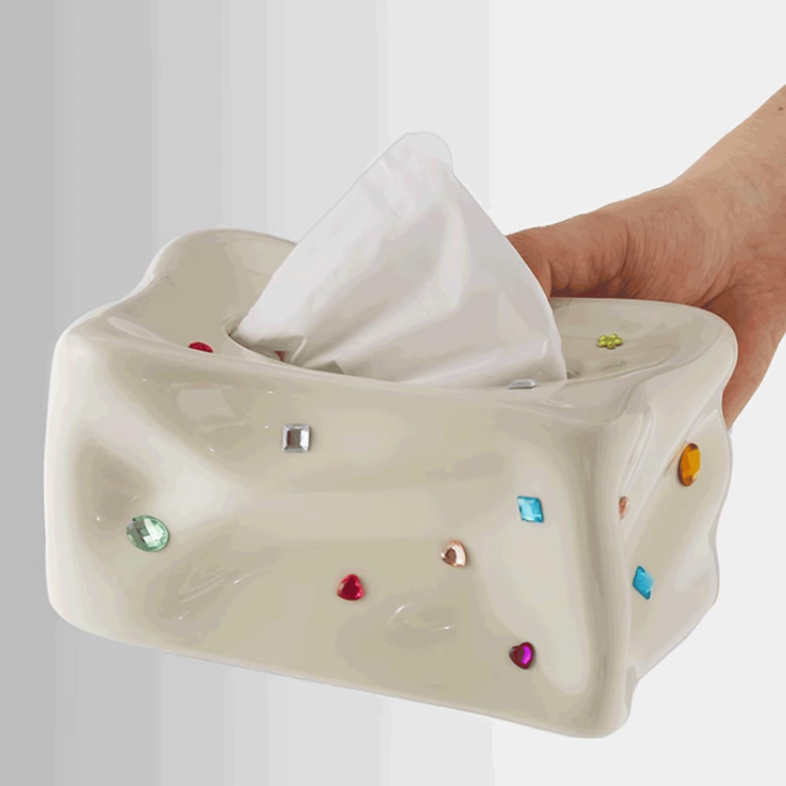 Coperchio della Scatola del Tessuto in Ceramica Porta fazzoletti Rettangolare Elegante Dispenser per tovaglioli Scatola per fazzoletti Portatile Decorazioni per la casa da Tavolo