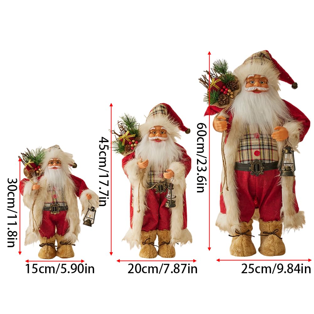 Large Santa Claus Decorations, Christmas Standing Figurine Ornaments for New Year Christmas Decoration Faux Fur Christmas Traditional Standing Santa Figurine for Christmas Holiday Decorations