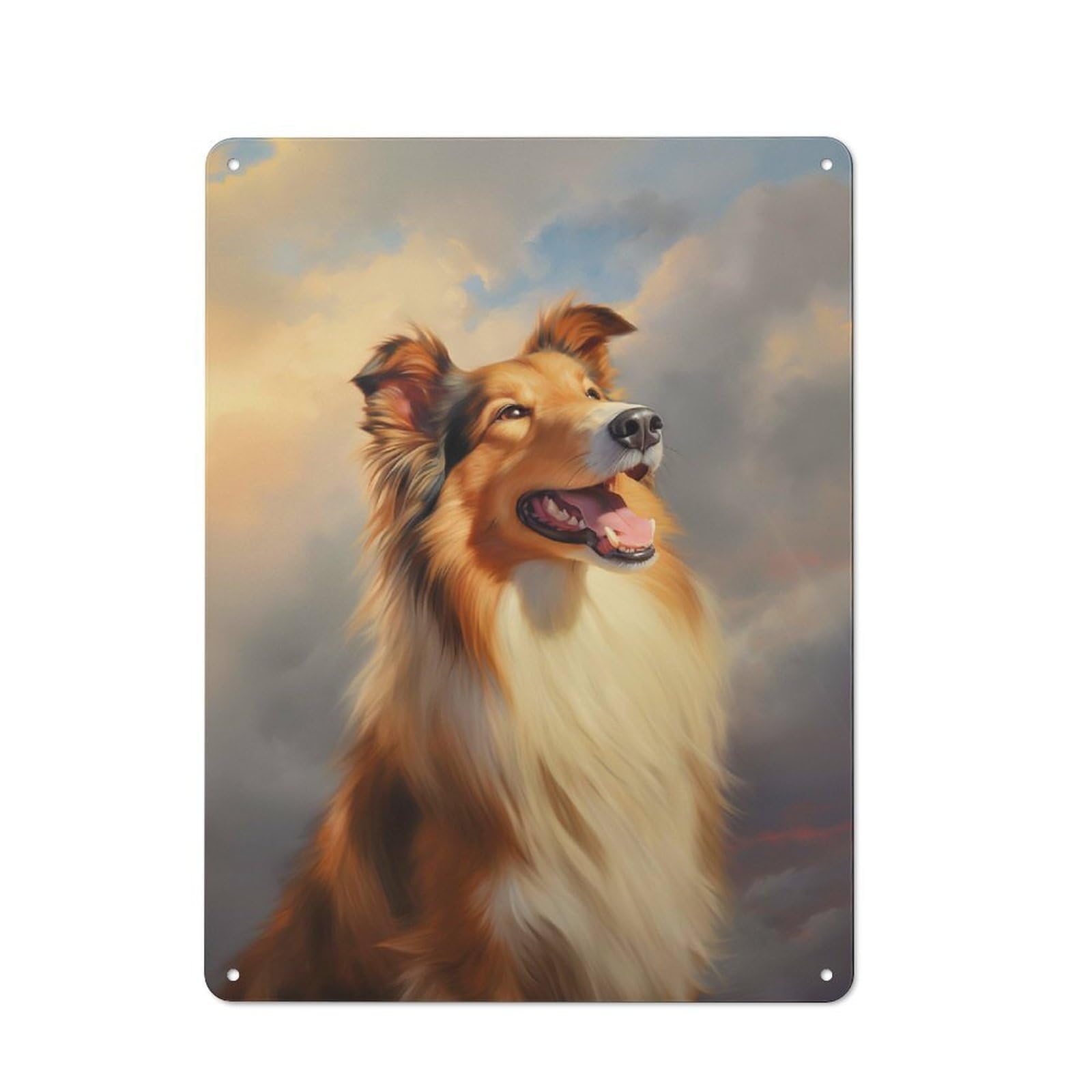 Junmoney Style-15 Metal Plaque 40X30cm With Rough Collie For Hallway Wall, Rustic Decor, A Metal Wall Feature For Hallways And Entrance Areas
