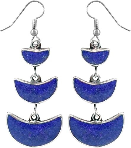 Handmade Drop Dangle Earrings, Gemstone Inlay Earring for Women, Boho Jewelry, Fashion Earrings for Gifts, Silver Plated Earrings