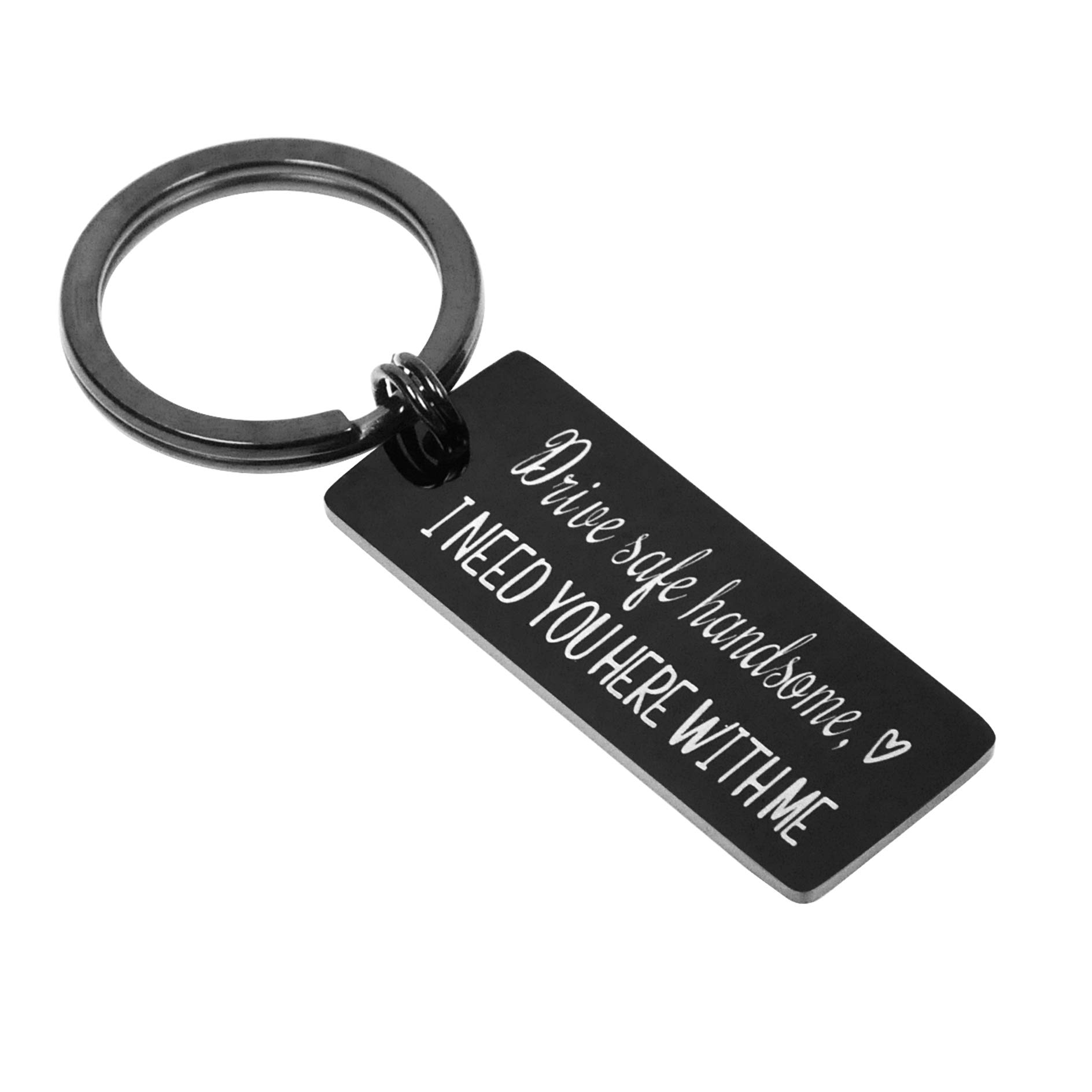 ElechobbyDrive Safe Keychain I Need You Here With Me for Husband Dad Boyfriend Gifts Valentines Day Father's day Birthday Gift, Black Wider, M