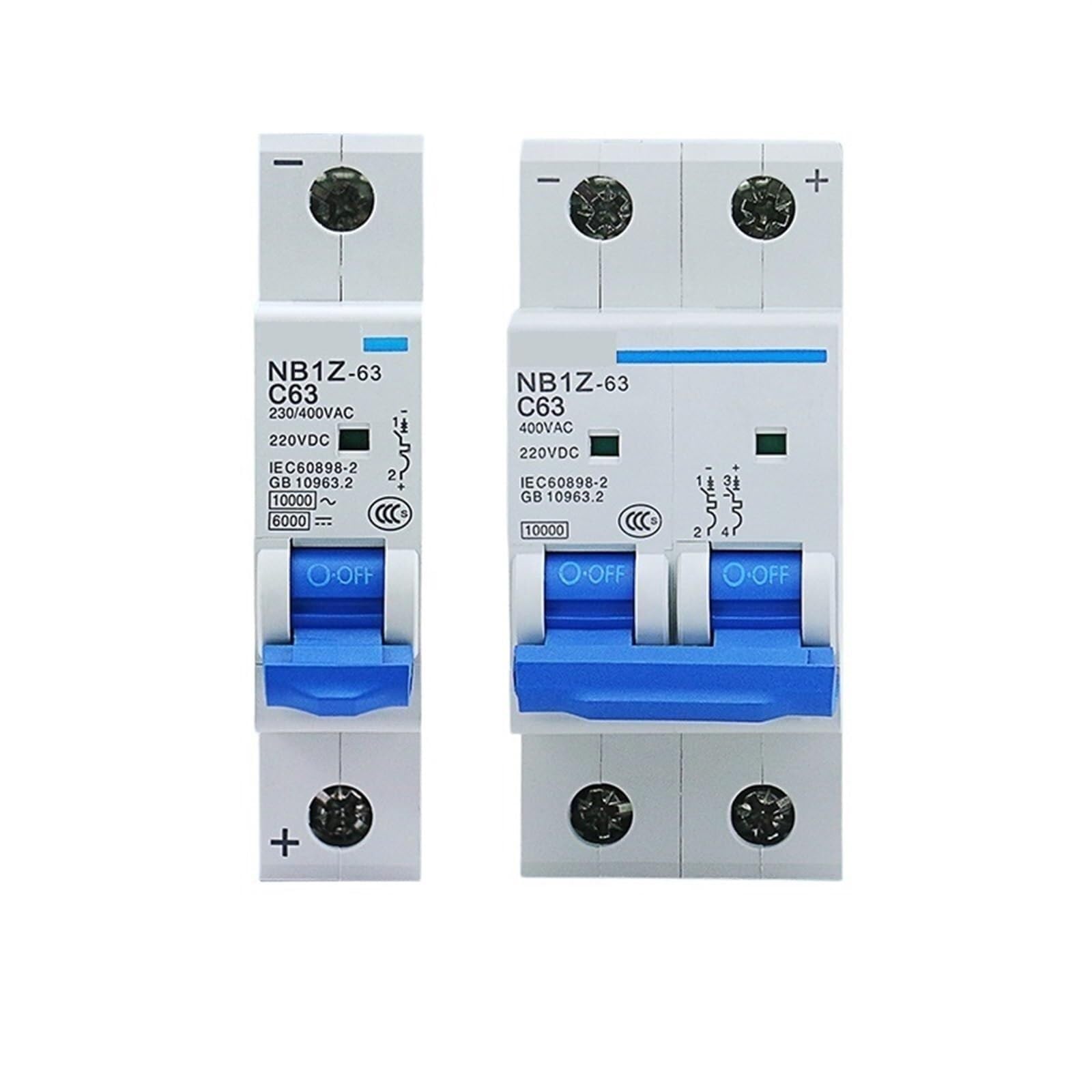 Disjoncteur NB1Z-63 2P CC 12V 24V compatible installation 1A de chalet