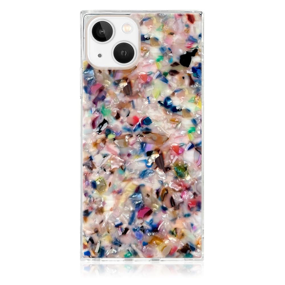Flaunt Official Square Protective Case - Compatible with iPhone 14 - Wireless Charging - Stylish Drop Tested Shockproof Phone Case - (Rainbow Confetti