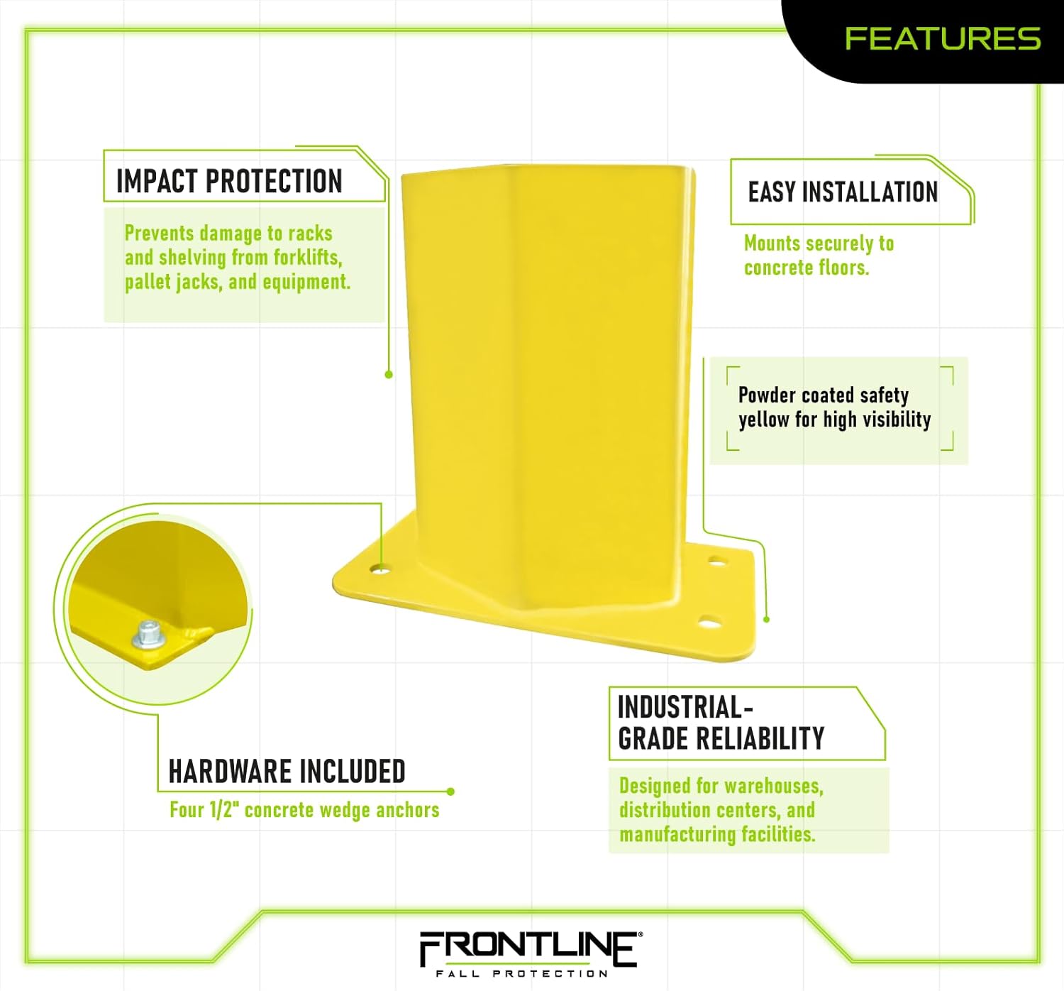 Frontline RG Rack Guard | Impact Protection | Heavy-Duty Steel | Easy Installation (18")