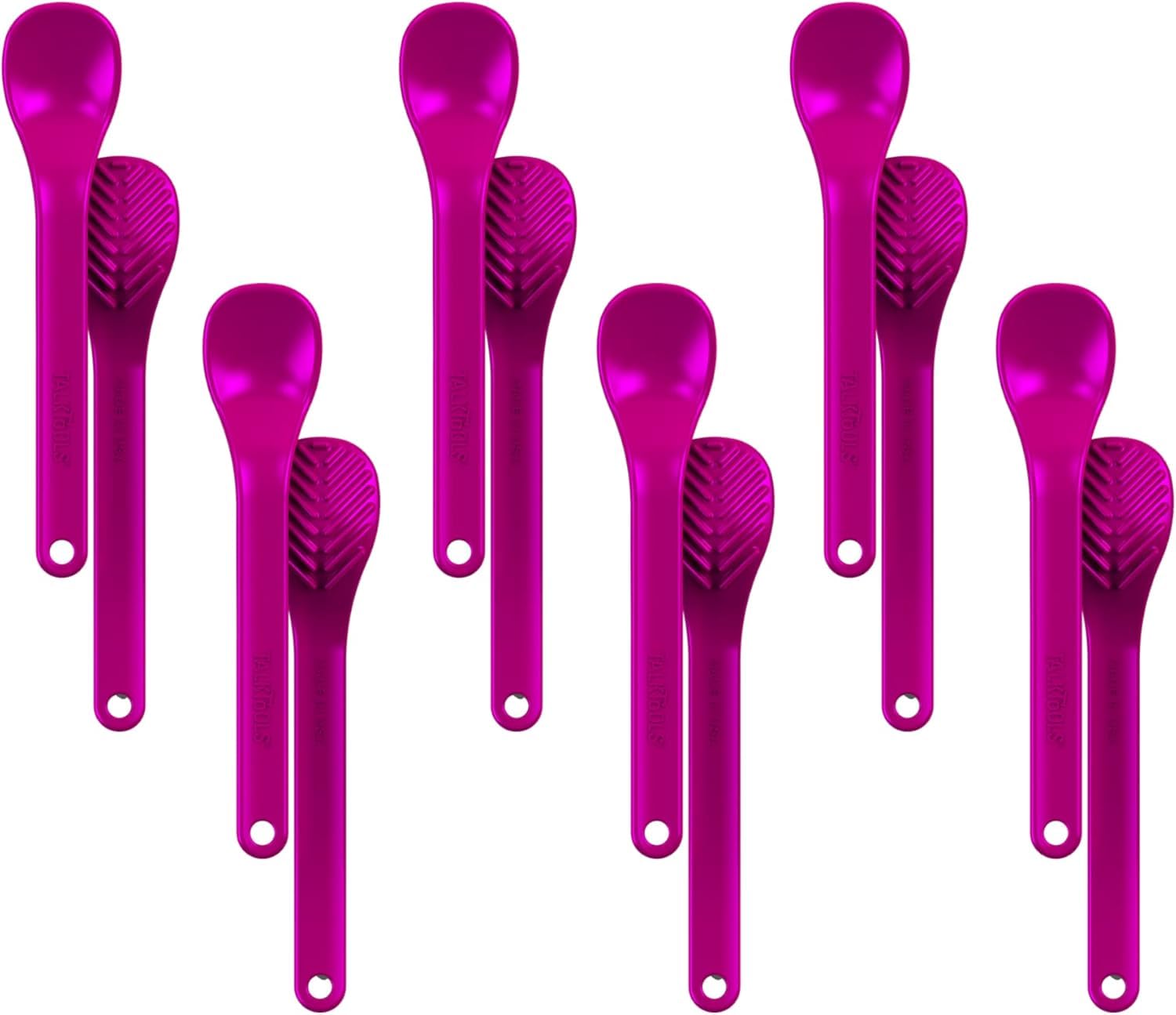 TalkTools Wee Textured Magenta Spoons | Provides oral awareness during feeding | Encourages lip closure | Normalize acceptance of foods with a variety of textures (Wee Textured, 12 Pack)