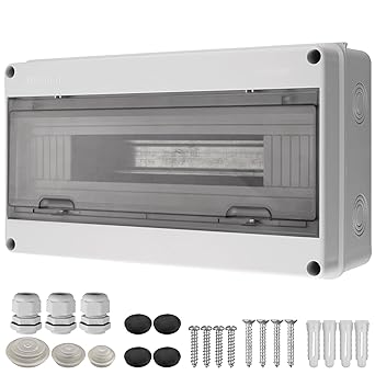 EYPINS Exposed Distribution Box, with one Row of 18 Module Exposed Distributor Waterproof Exposed Fuse Box