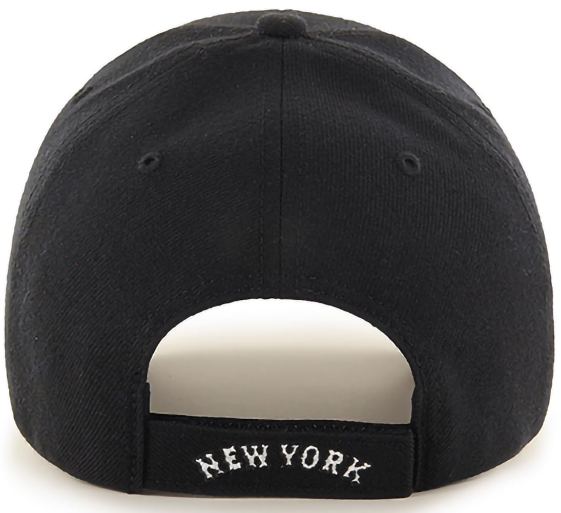 47 Brand MLB Black White Primary Logo MVP Adjustable Structure Baseball Cap Hat, Adult One Size Fits All