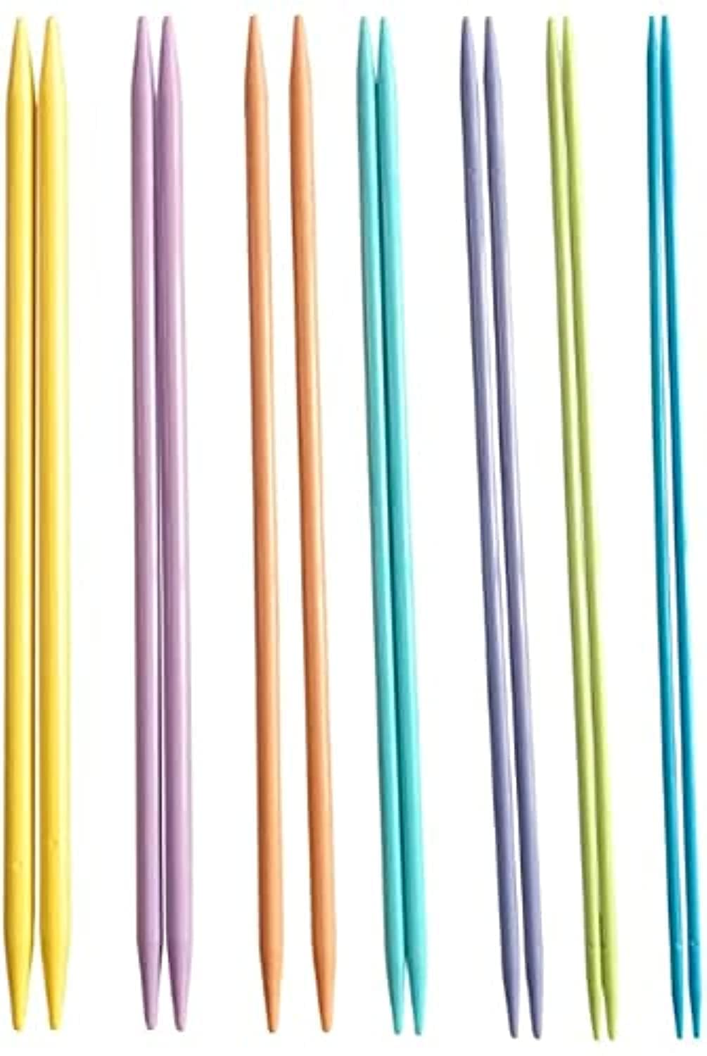 KASTWAVE Double-Pointed Knitting Needle Set, Different Sizes (4-10 mm) Knitting Kit, DIY Yarn Knitting Tools, Used to Make Sweaters, Shawls, Scarves 7 Pairs of Colors, 35 Cm (14 Inches)