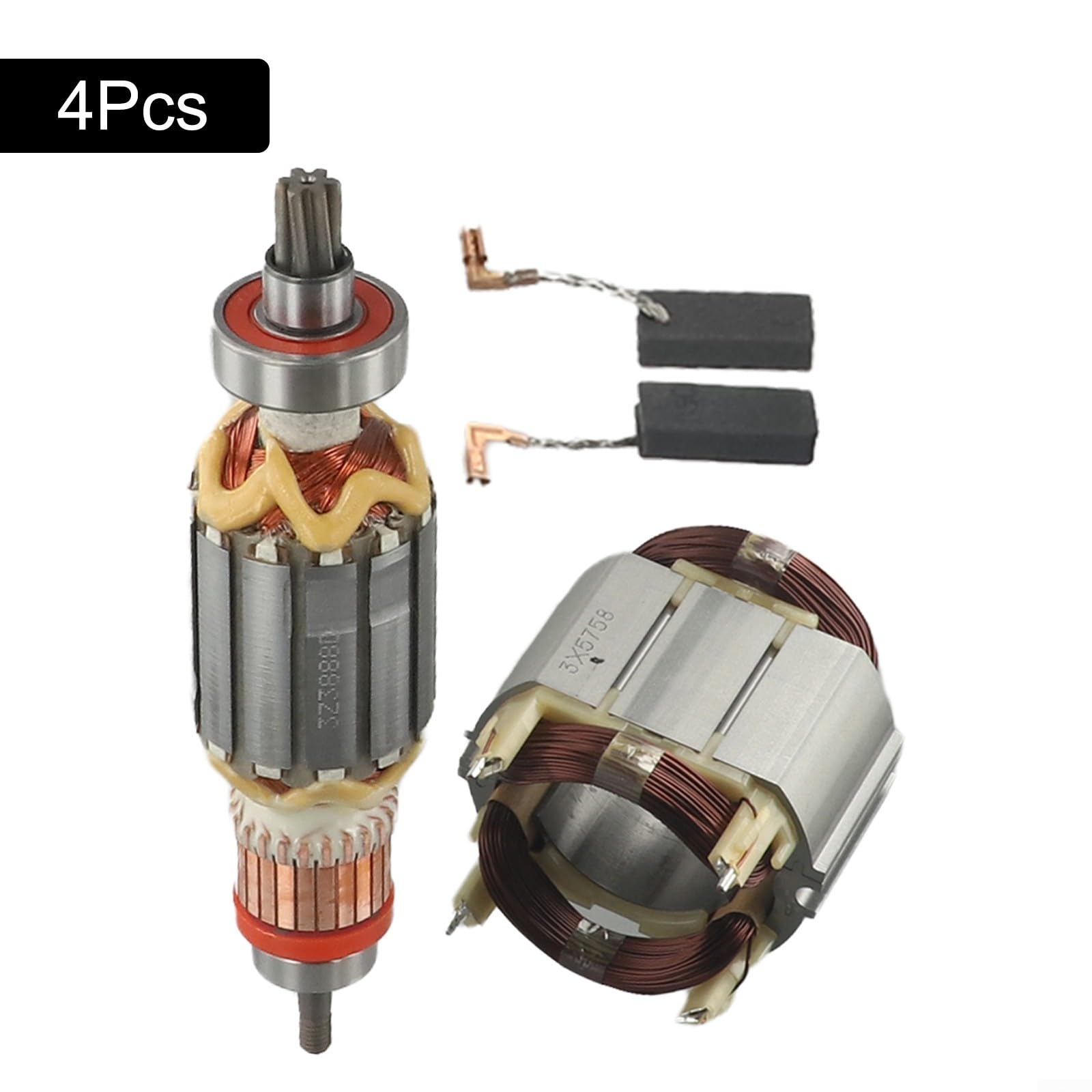 Besttoolifes Juego de armadura de estator y rotor con 2 escobillas de carbono compatible con Makita HR4001C HR4010C HR4011C HR4003C HR4013C, sustituye a 513888-4 625758-6 CB350
