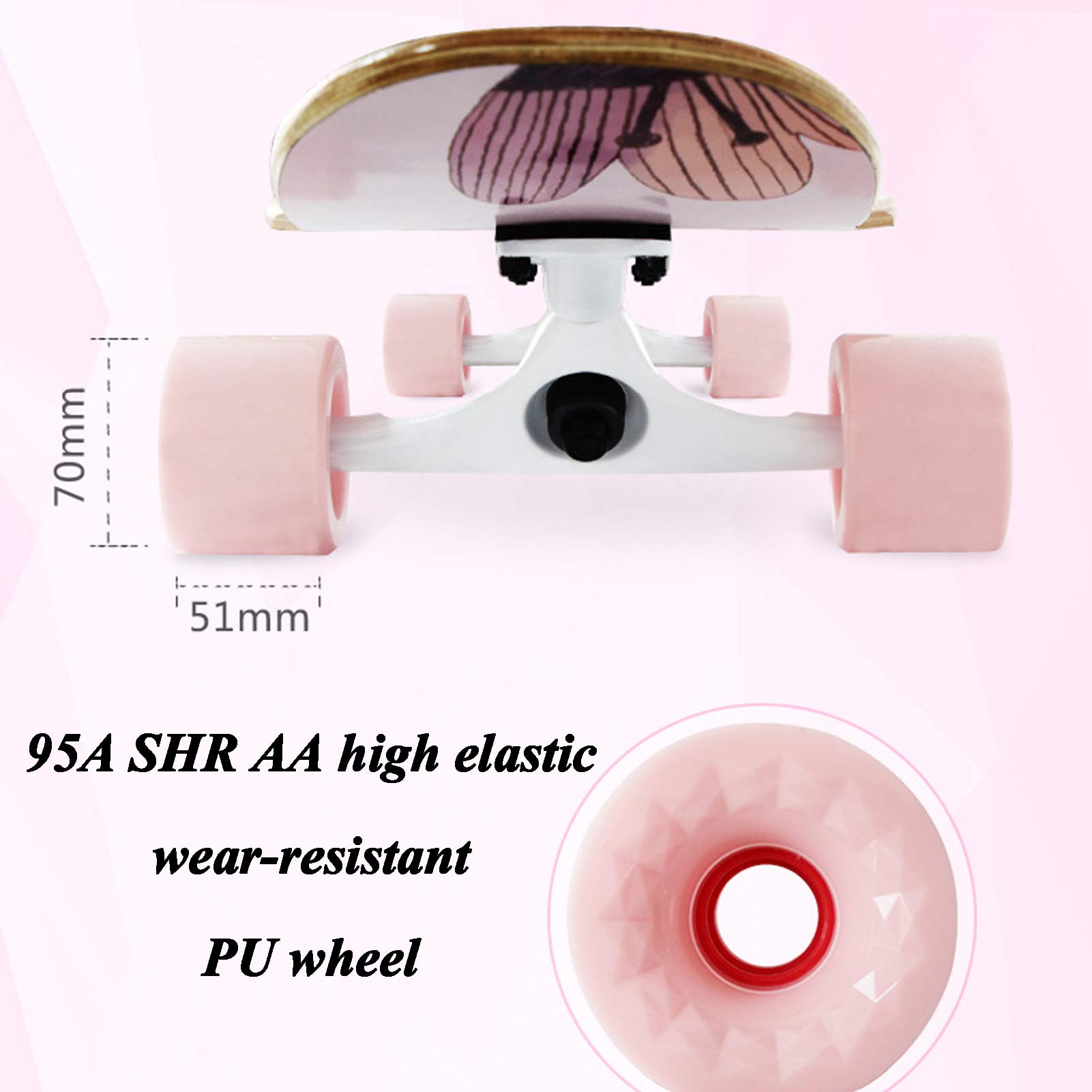 46,5" Longboard Skateboard Complet 7 Couches Bois d'érable Double Kick Concave Deck Débutant Dance Board pour Garçons Filles Adultes Cruiser Professionnel pour Croisière Carving