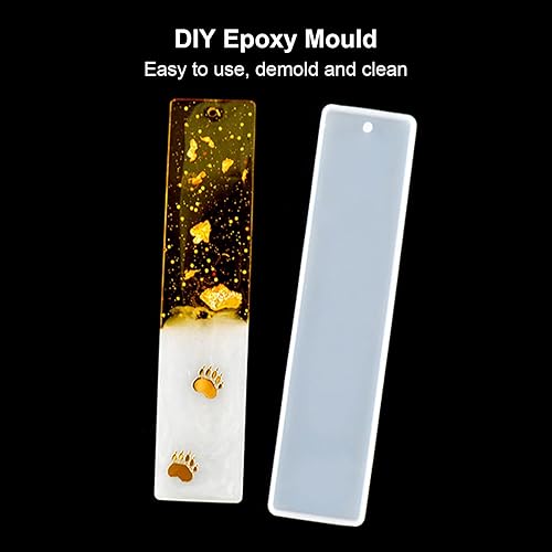 Miniatura 5 de 10 moldes de silicona para marcapáginas, 1.3 x 7.6 pulgadas, reutilizable, elástico, rectangular, para bricolaje, pegamento de gota de cristal, para