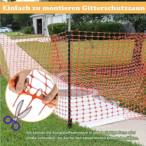 SUBTLETY 30㎡ Absperrzaun Kunststoff Sicherheitsschranken Hundezaun Plastik Maschendraht Netz Nutztierzäune Aufgerollter Gitterschutzzaun Sicherheitszaun Warnnetz für Garten Pool Camping Ranch (1x30m)