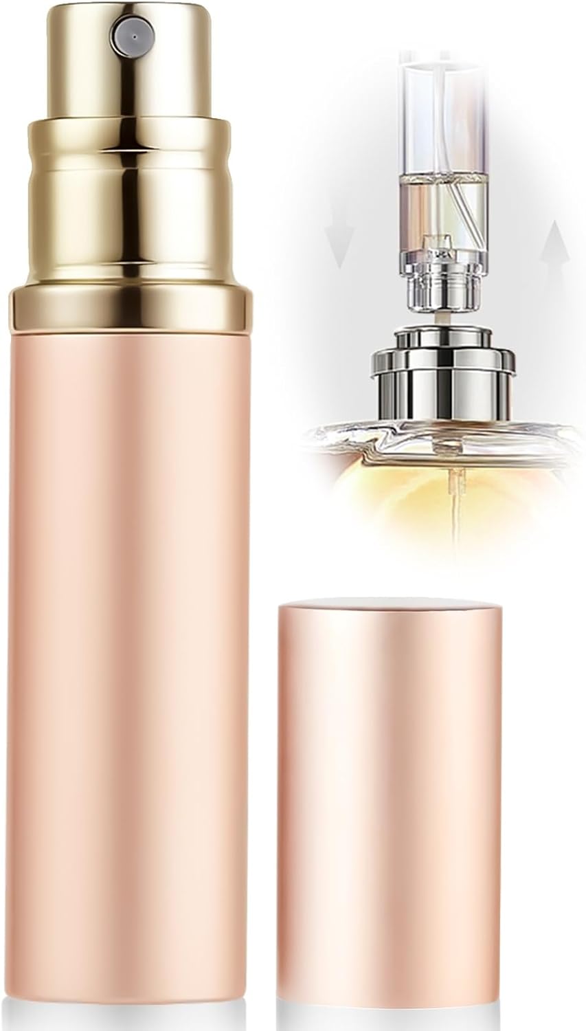 Hervulbare parfumverstuiver – 10 ml draagbare reisspuitfles, lekbestendige mini-formaat parfumverstuiver bodemvulling, Keulen-dispenser met mannen en vrouwen (CA 10 ml, bad roségoud)