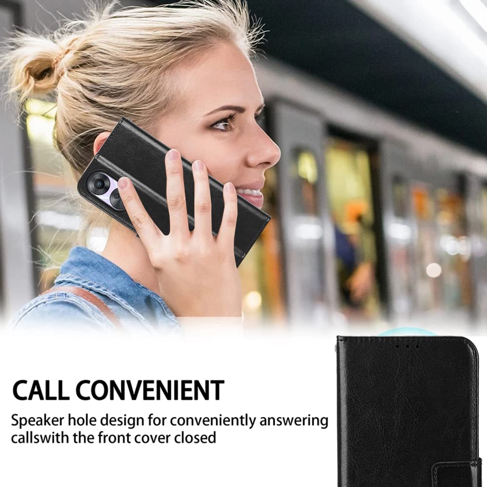 zZjoOoj Cover per OPPO A40 / Oppo A40M / OPPO A60 5G, Custodia Libro in PU Pelle Portafoglio, Case Antiurto Soft con Porta Carte e Chiusura Magnetica, Funzione Stand (Nero)