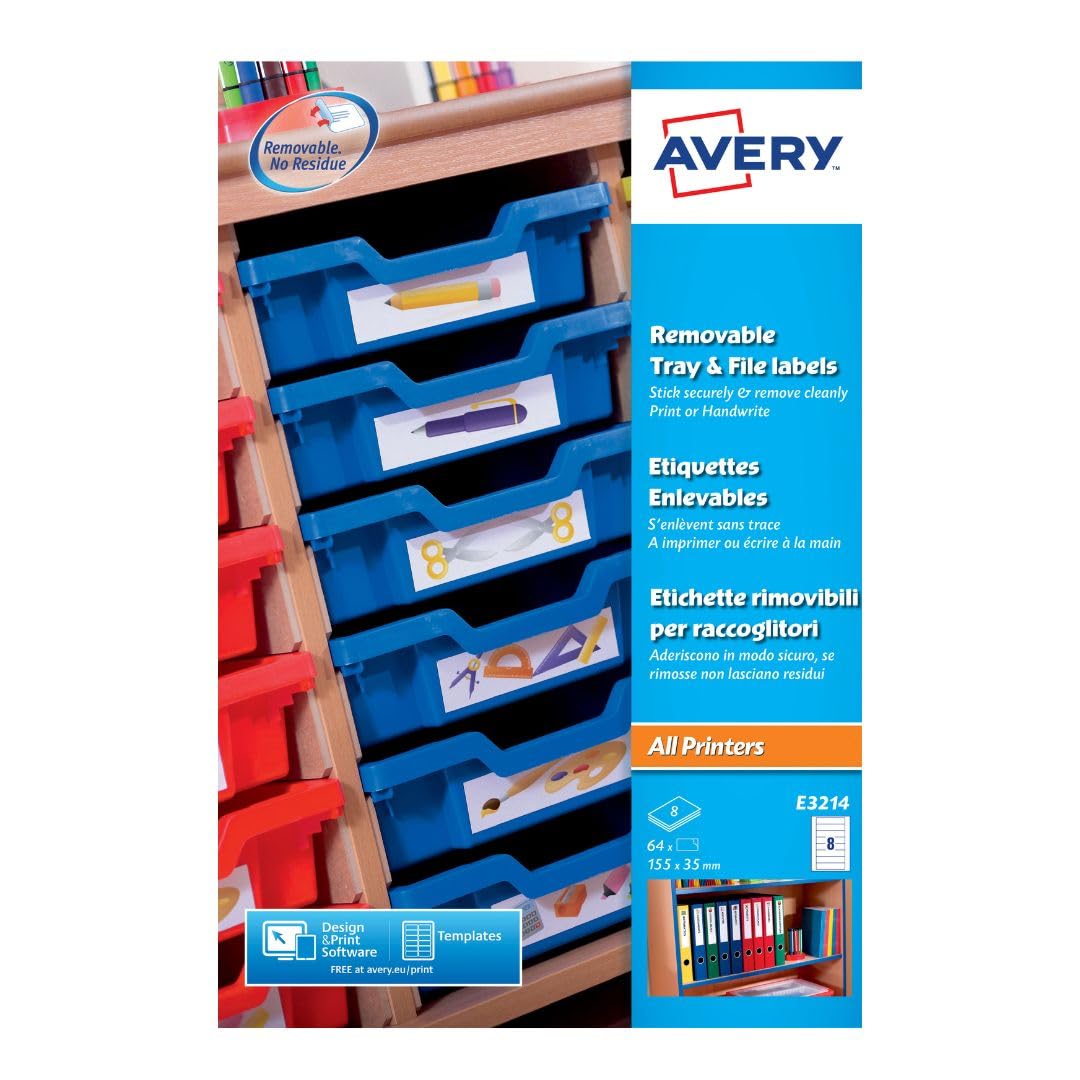 Avery UK Removable Tray & File Labels Removable labels 155 x 35 mm