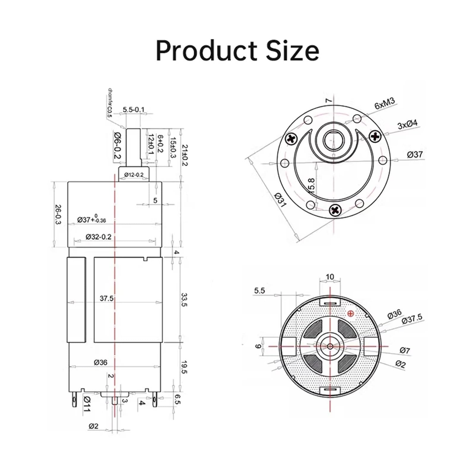 JGB37-555 high torque reduction motor DC reduction motor DC6V12V24V low speed motor forward and reverse(107RPM_24V BRACKET MOTOR)