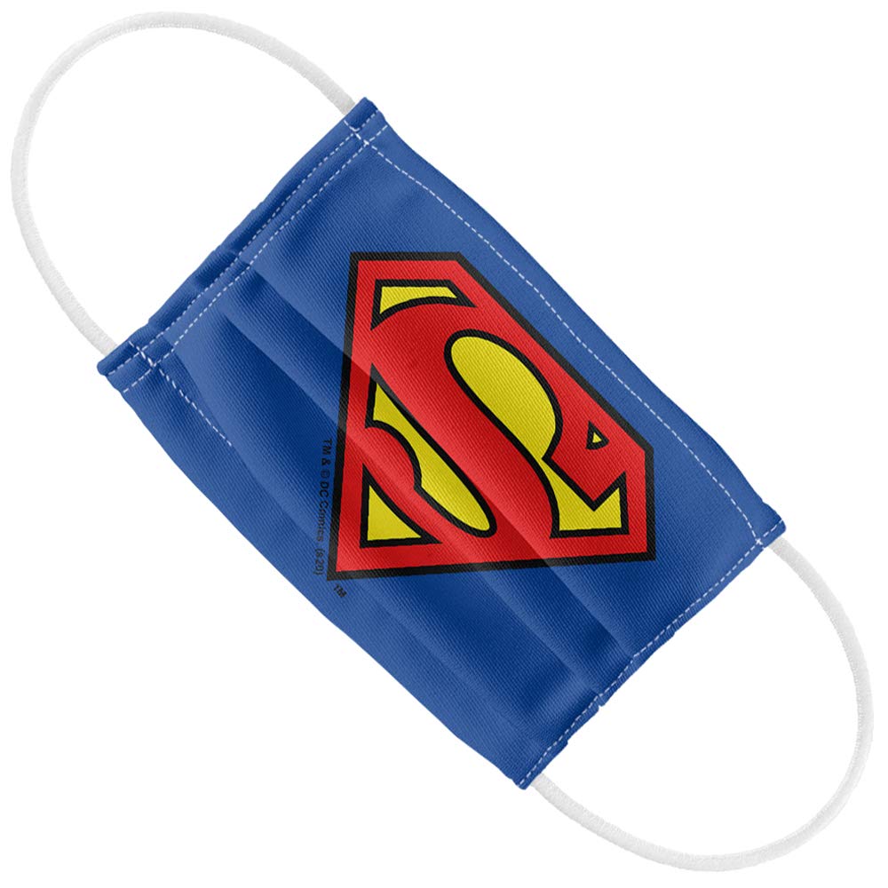 Popfunk Superman Kids Classic S Shield Logo 1-Ply Reusable Face Mask Covering with Adjustable Nose Wire