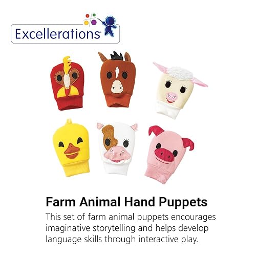 Miniatura 2 de Excellerations My First Farm - Marionetas de mano, ideales para zurdos de diestros, bebés, niños pequeños o niños, juego de 6, juguete educativo