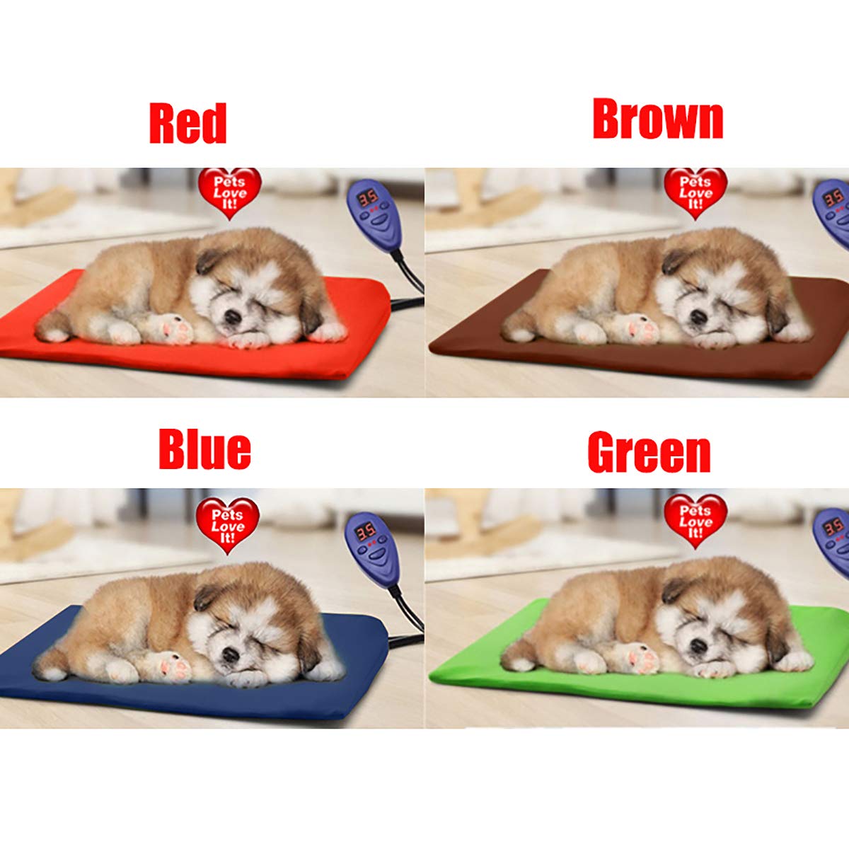 SagaSave - Cuscino riscaldante per animali domestici, temperatura costante 25-55 gradi, per cani, gatti, impermeabile, rivestimento rimovibile, per neonati, cani anziani, gattini, 40 cm x 30 cm