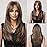 HAIRCUBE Dark Brown Wigs for Women,Long Layered Brown with Highlight Wigs with Bangs Heat Resistant Synthetic Fibre Wigs(pelucas de cabello natural)