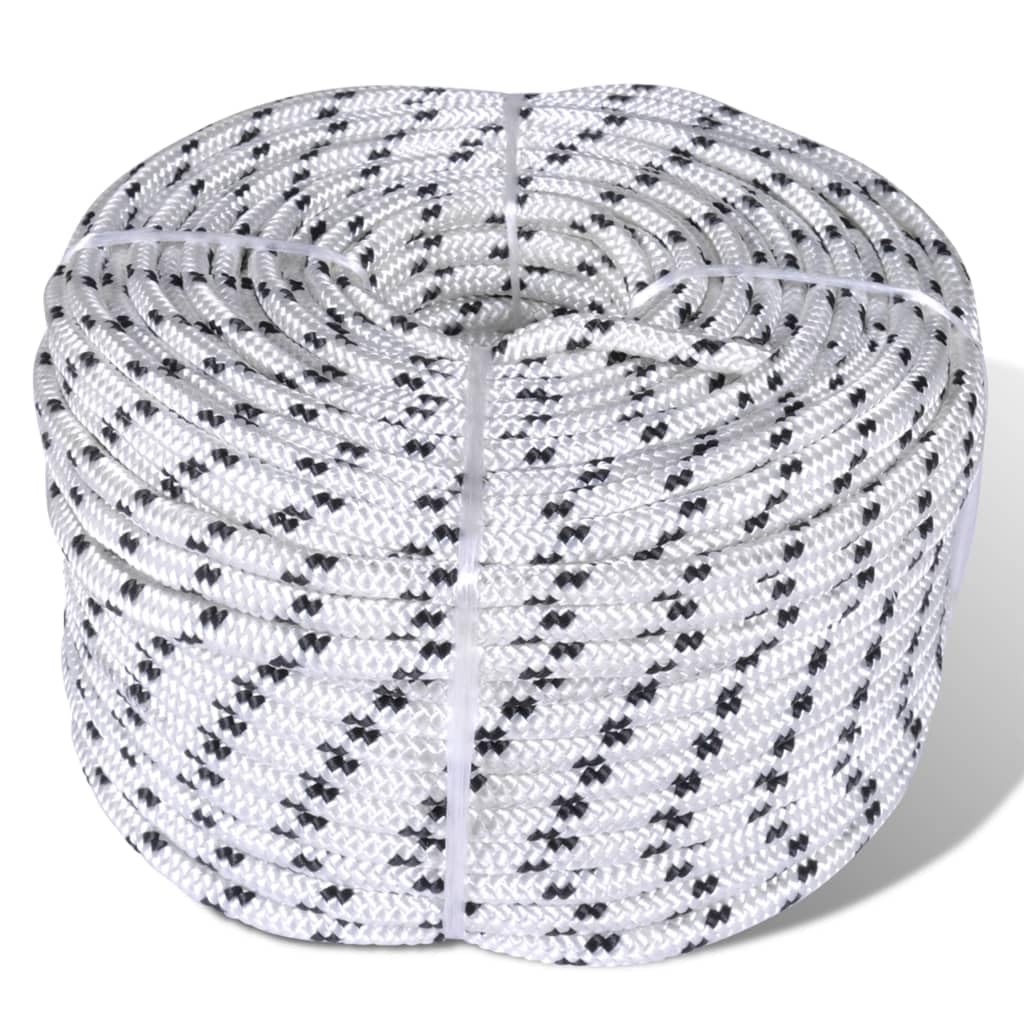 vidaXL Braided Boat Rope Polyester 6mm 250m White Marine Cord Yacht Line Cable — image 1
