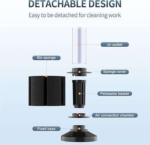 Miniatura 5 de Pawfly Filtro de esponja para acuario, filtro de espuma de pescado pequeño con tubo, ventosa, conector de válvula de retención y accesorios de