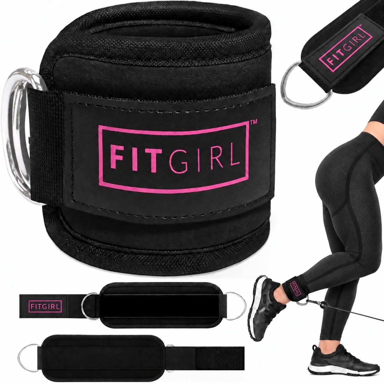 FITGIRL Ankle Strap for Cable Machine – Premium Padding and Comfort for Cable Exercise Machines, Cable Exercise Attachment for Home & Gym, Glute Workouts - Kickbacks, Leg Extensions, Hip Abductors