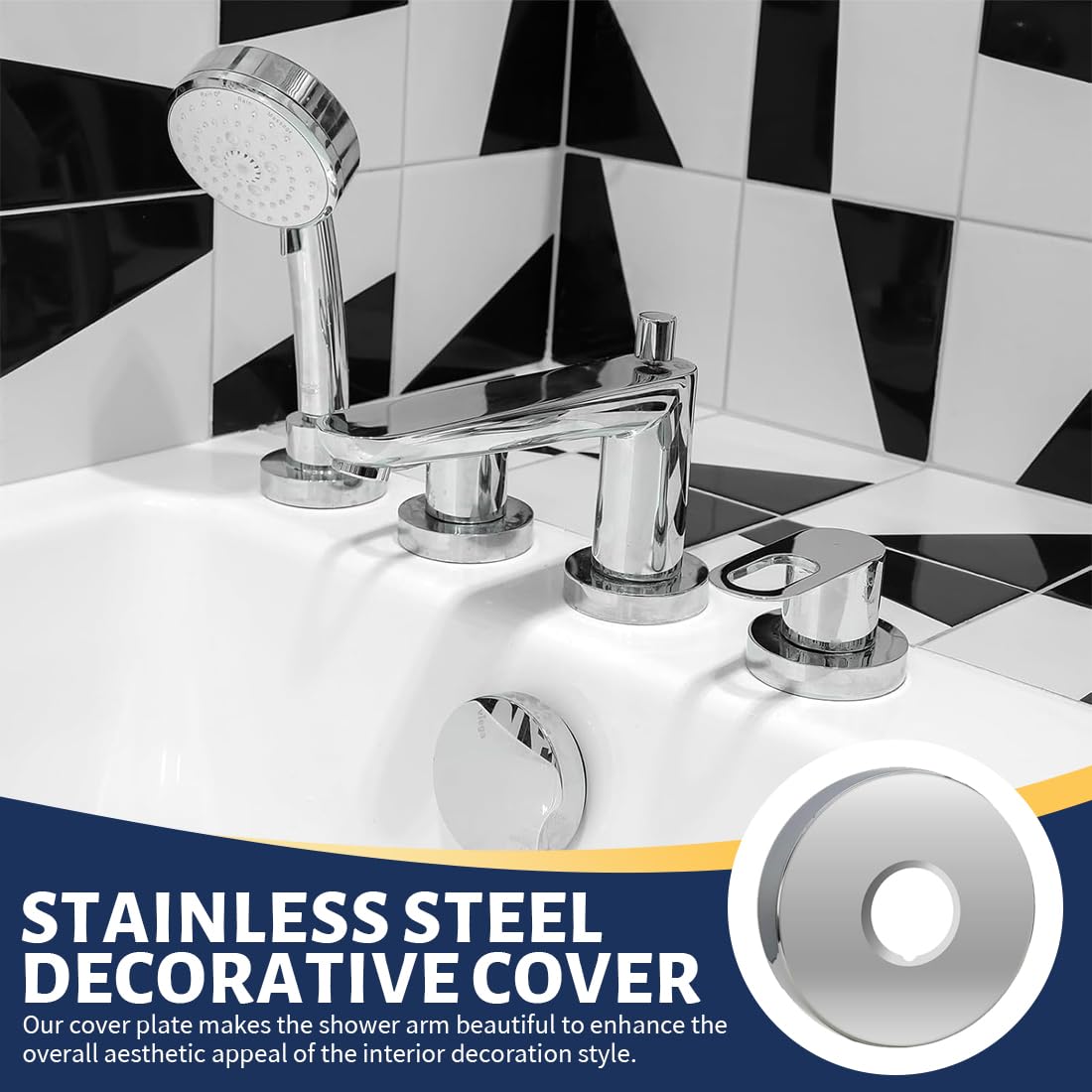 4 Pezzi Rubinetto Rosetta Acciaio Inox (3/4) Ø 27 mm x Ø 80 mm x altezza 25 mm, Finiture Per Rubinetti Doccia E Rubinetto A Parete Acqua Calda (Ø 80 mm x 25 mm altezza)