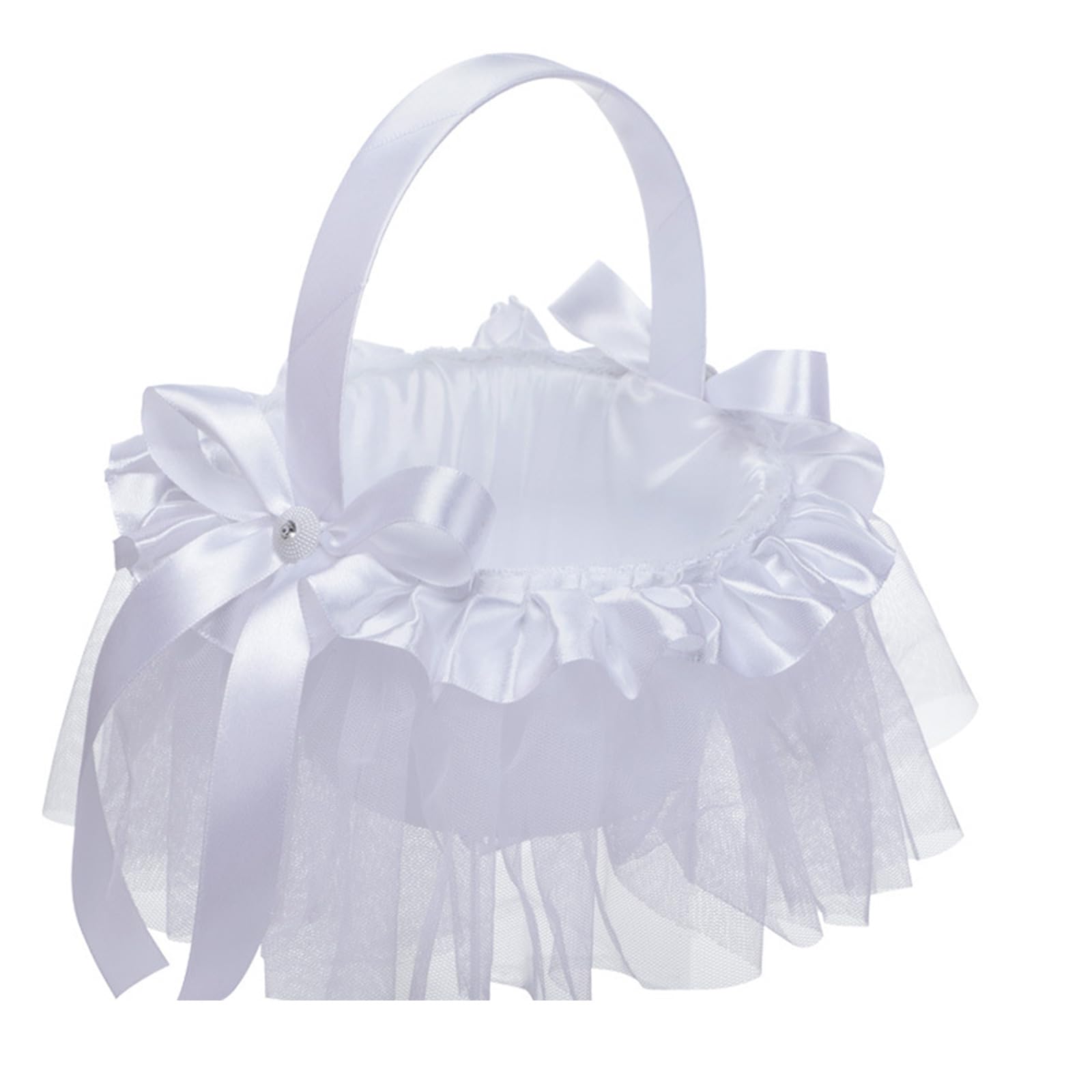Fabric Wedding Flower Basket with Ribbon Decoration for Bridal, Party, Ceremony or Special Events Multipurpose Event Flower Basket
