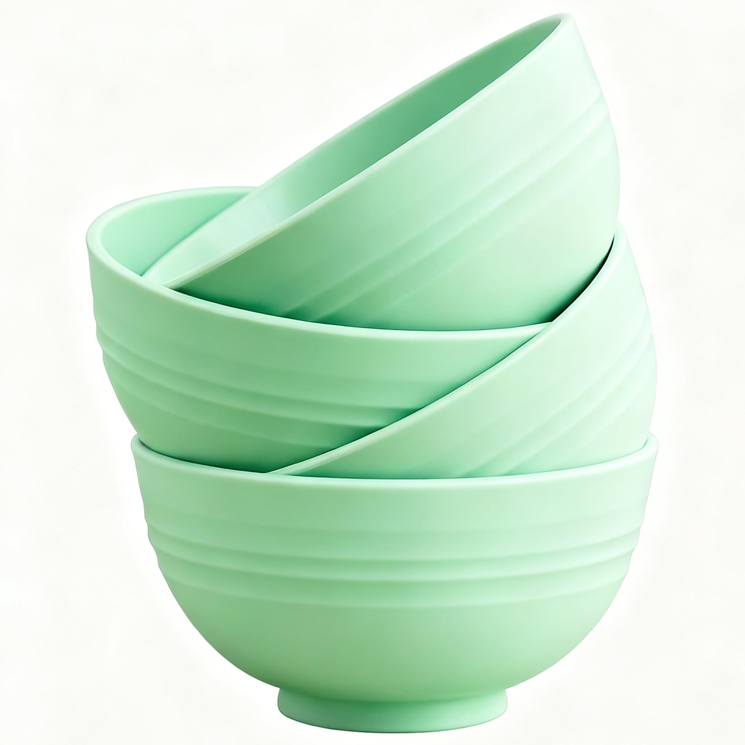 GZTFPQ Plastic Cereal Bowls Set of 4, 770ml Green BPA-Free Reusable Bowls, Microwave & Dishwasher Safe, Lightweight Drop-Resistant Bowls for Breakfast, Soup, Salad & Outdoor Use