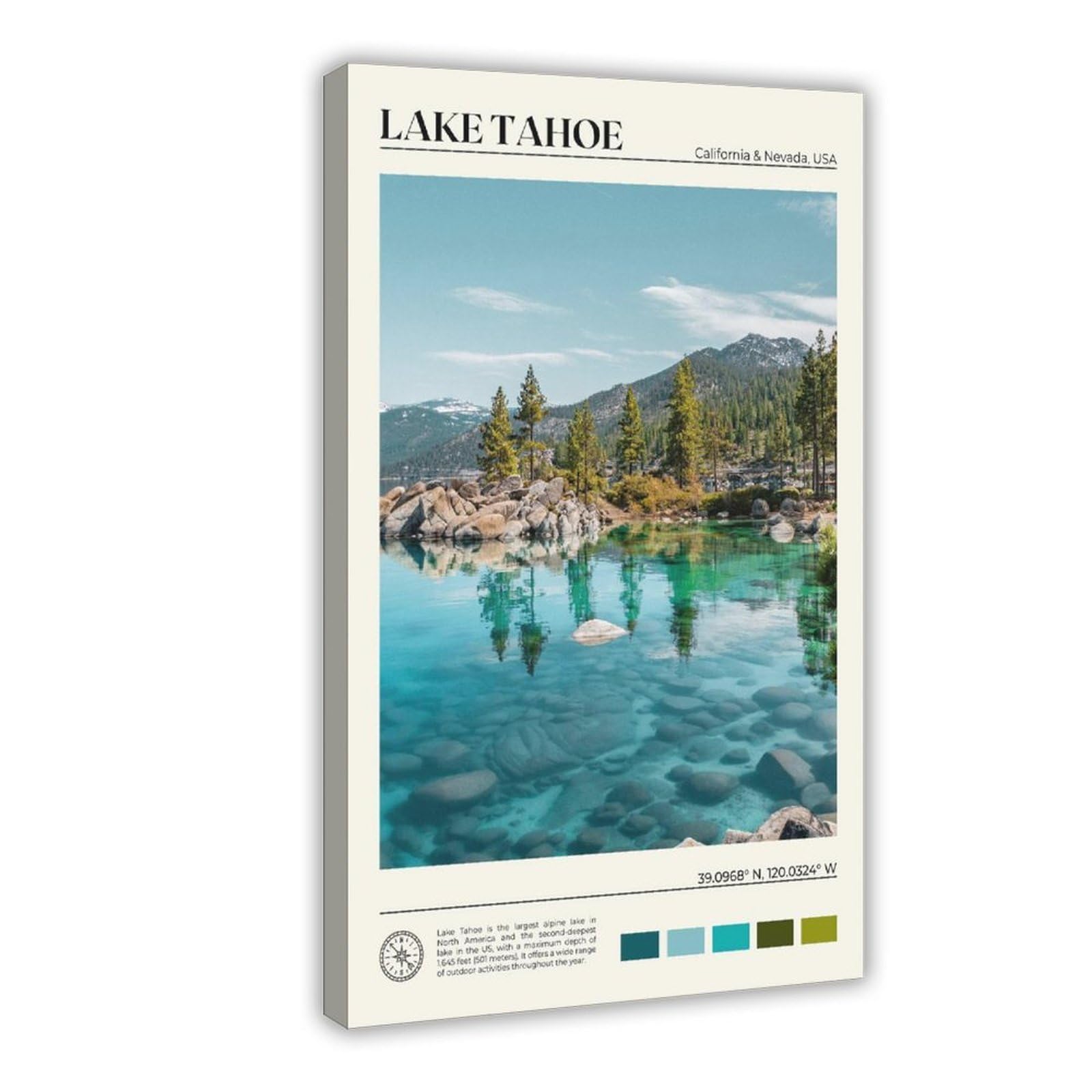 Bareronor Lake Tahoe Canvas Poster for Home Decor Gift