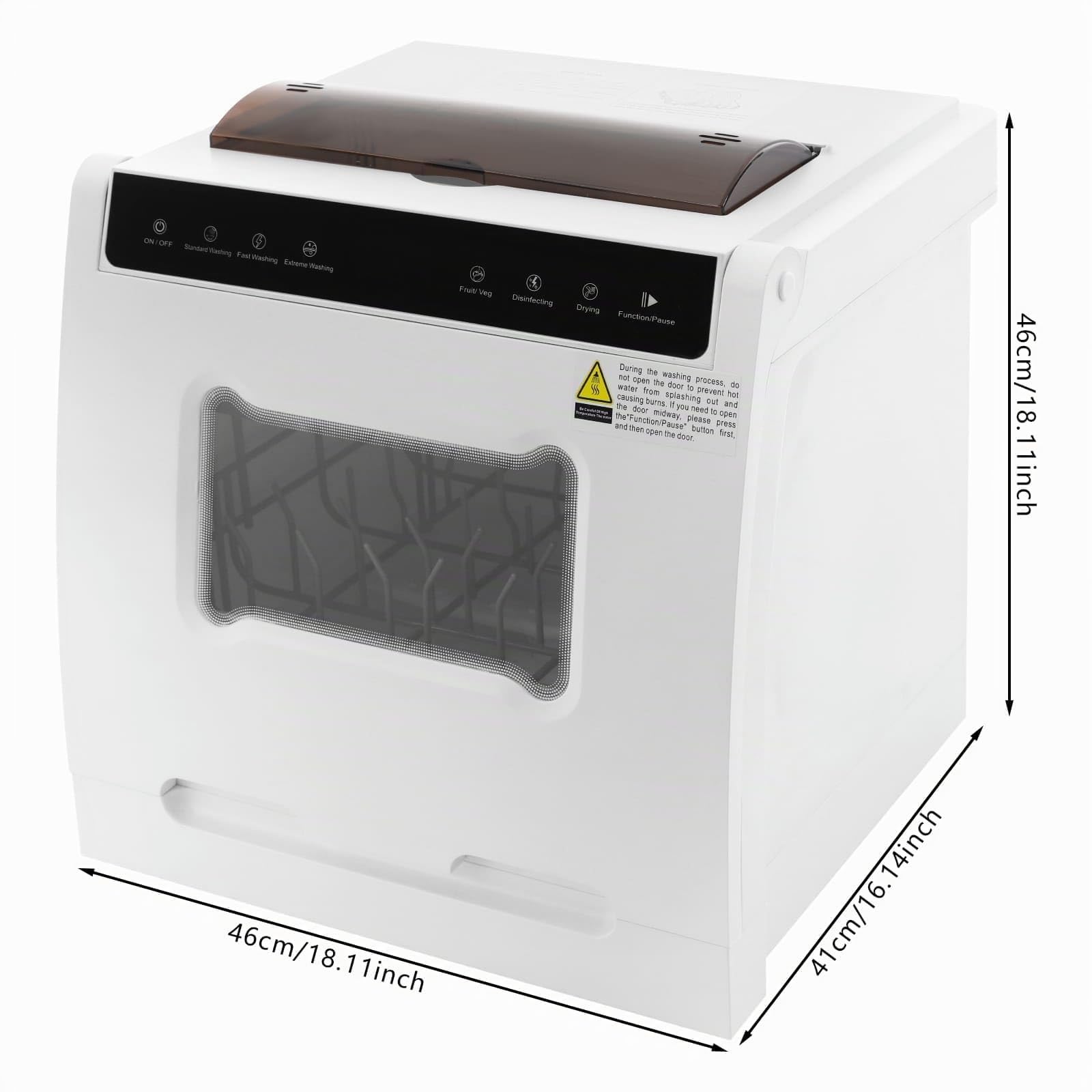 Mini Lavastoviglie da Tavolo, 5 programmi (Standard/Veloce/Intensivo/Frutta/Disinfezione), 4-6 Persone, Design Compatto 46x41x46cm, Per Piccole Case, Appartamenti