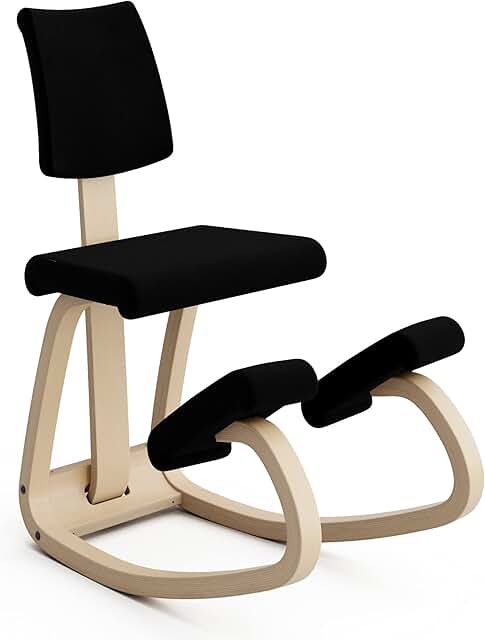 Sedia ergonomica varier variable plus con schienale imbottito legno naturale 130001