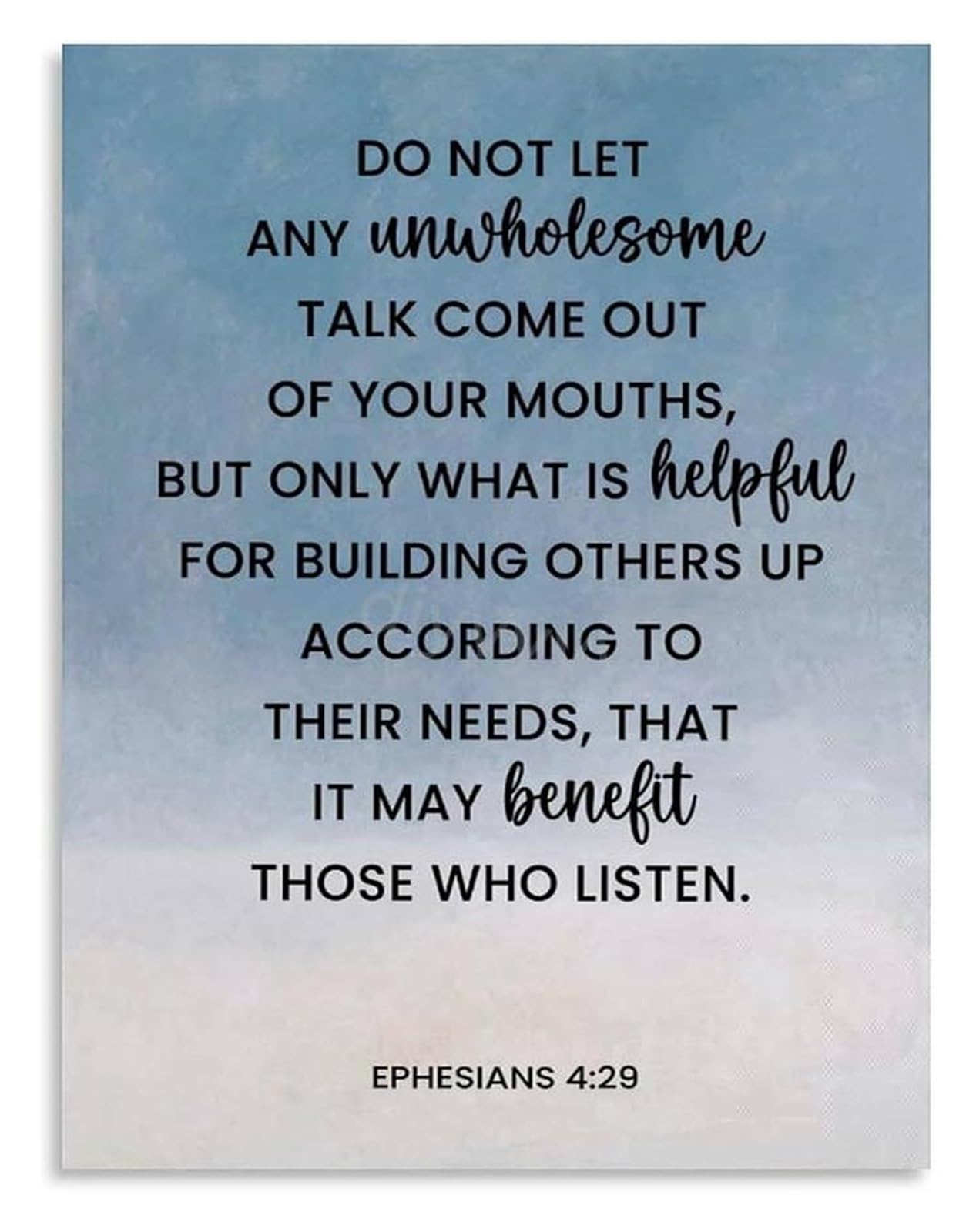 NWPNLXEA Ephesians 4:29 Bible Verse Wall-Art Poster Canvas Print Christian Decor for Bedroom Office Entryway